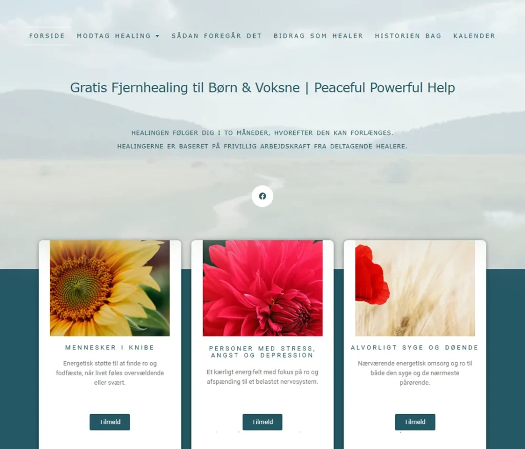 Webshamanens design af hjemmesiden Peaceful Powerful Help