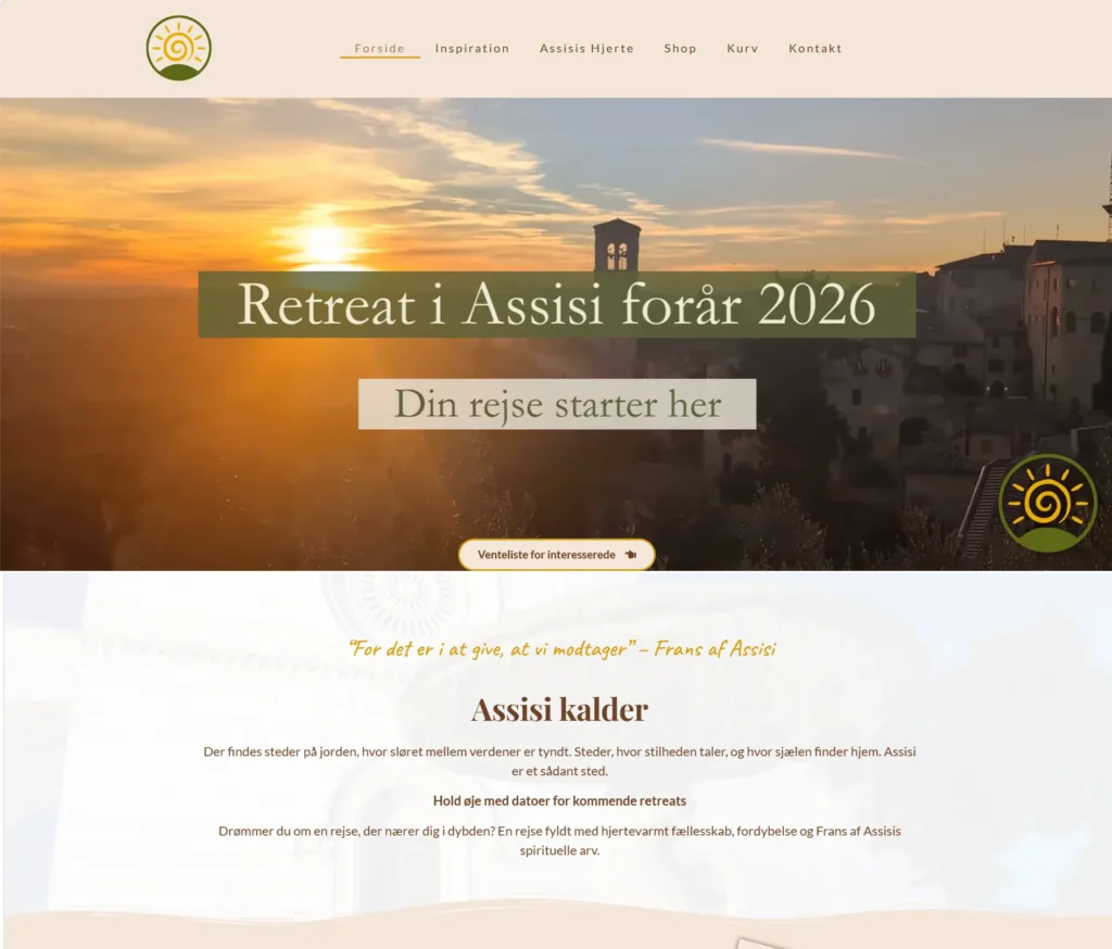 Webshamanens design af hjemmesiden Spirituelle Retreats