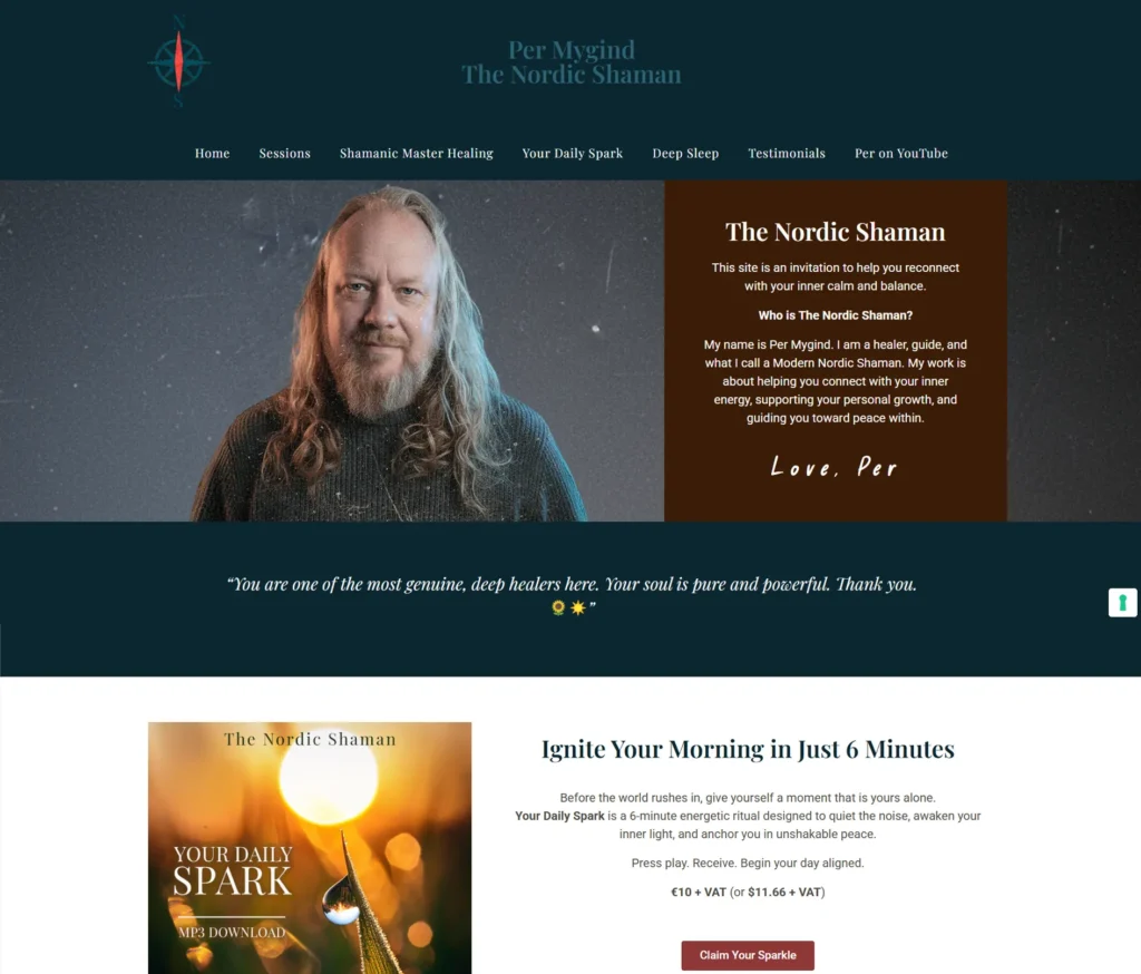 Webshamanens design af hjemmesiden The Nordic Shaman
